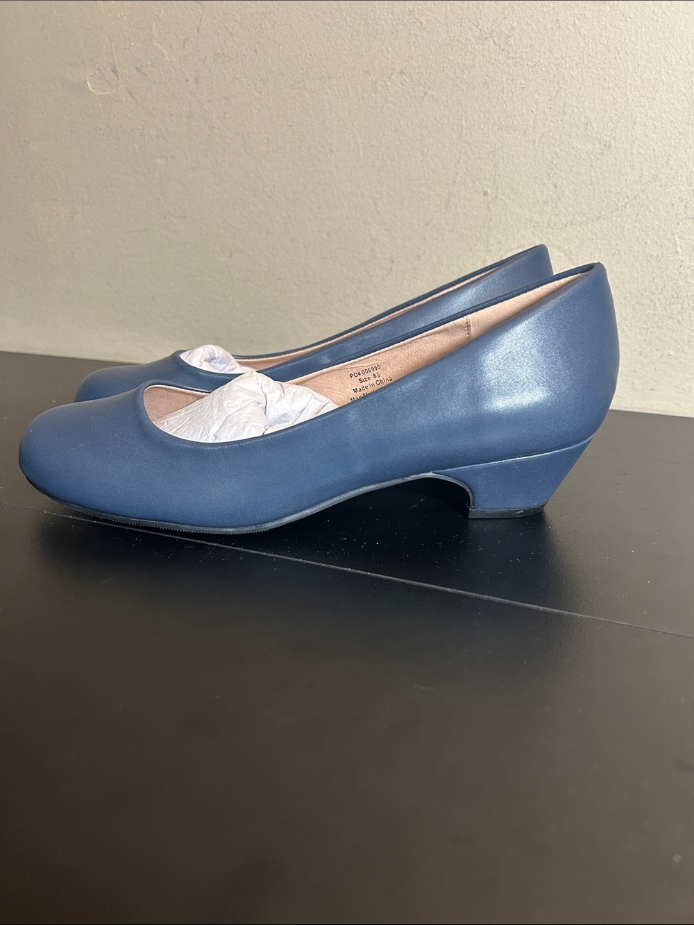 Journee Collection Womens Saar Pump Comfort Cuban Heels Shoes Blue 8.5 New